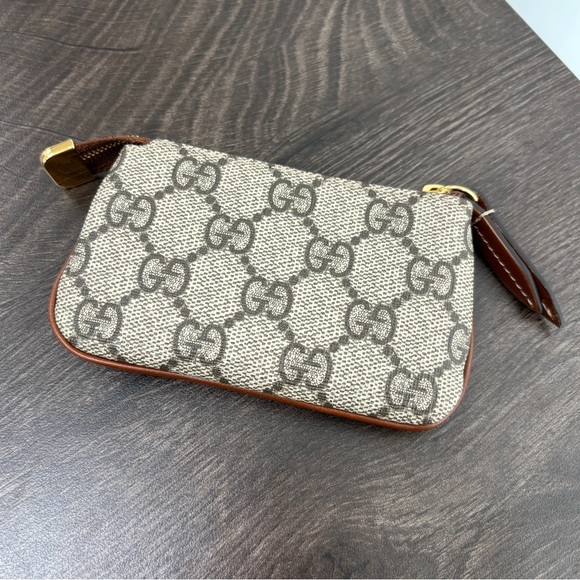 Gucci Ophidia GG Supreme Key Pouch Gold Hardware Zipper Canvas Leather Card Case - Picture 2 of 14